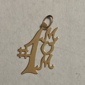14K Yellow Gold “#1 Mom” Charm Pendant